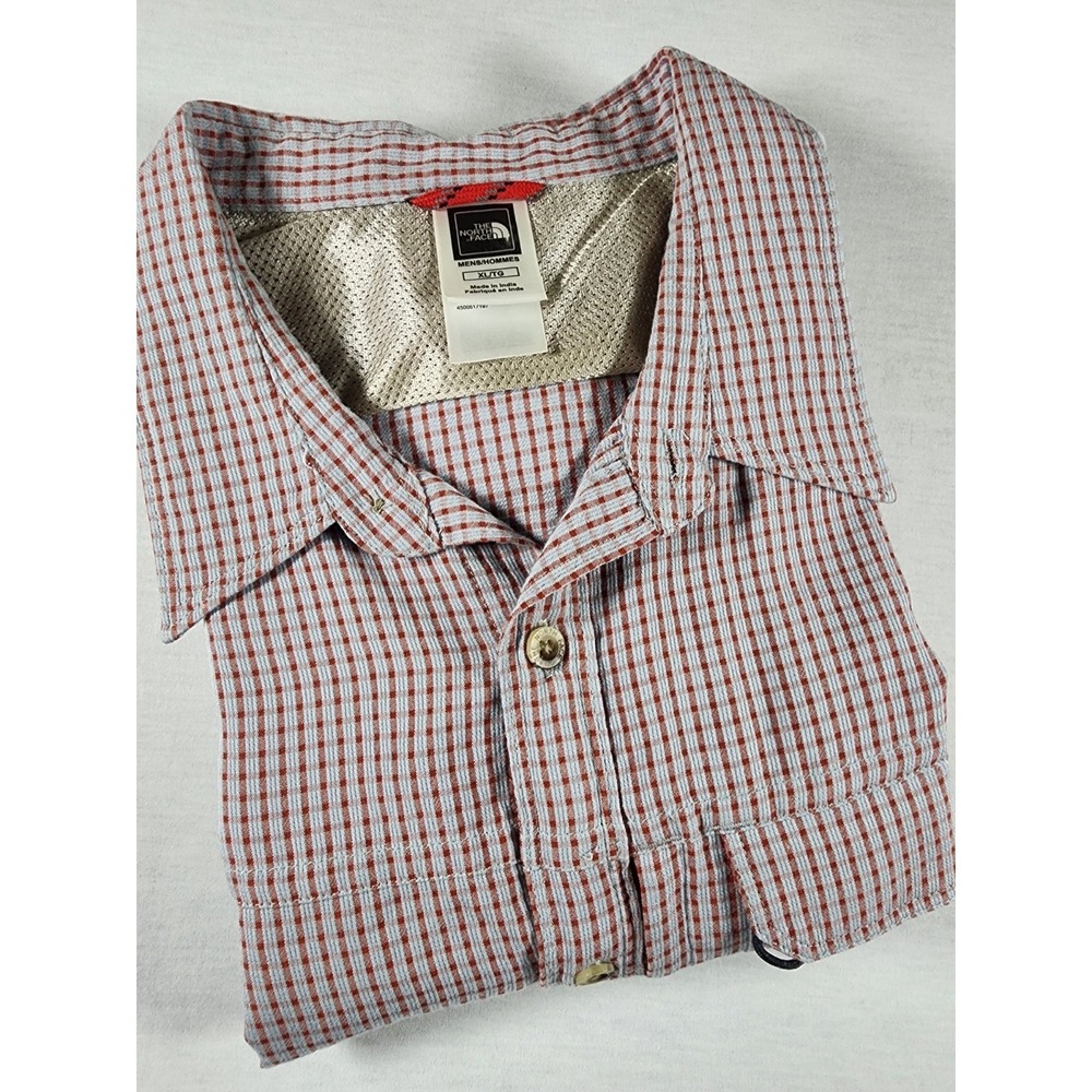 The North Face Light Gray Orange Plaid‎ Button-Up Modal Outdoorsman Mens Size XL